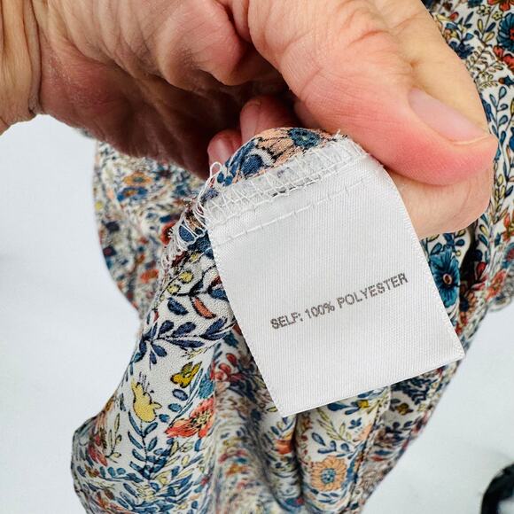 Rose + Olive Floral Print Button Front Blouse Size 2X Boho Floral Flowy Festival - Picture 4 of 8